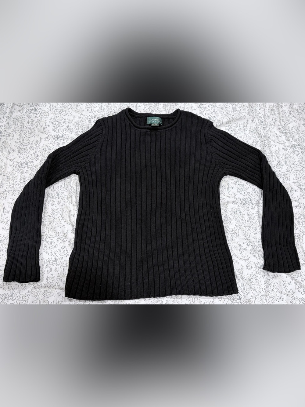 Lauren Ralph Lauren Black Ribbed Crewneck Sweater